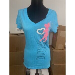 Woman's Medium Blue "I LOVE TINK" V-Neck Disney Parks Tee Shirt